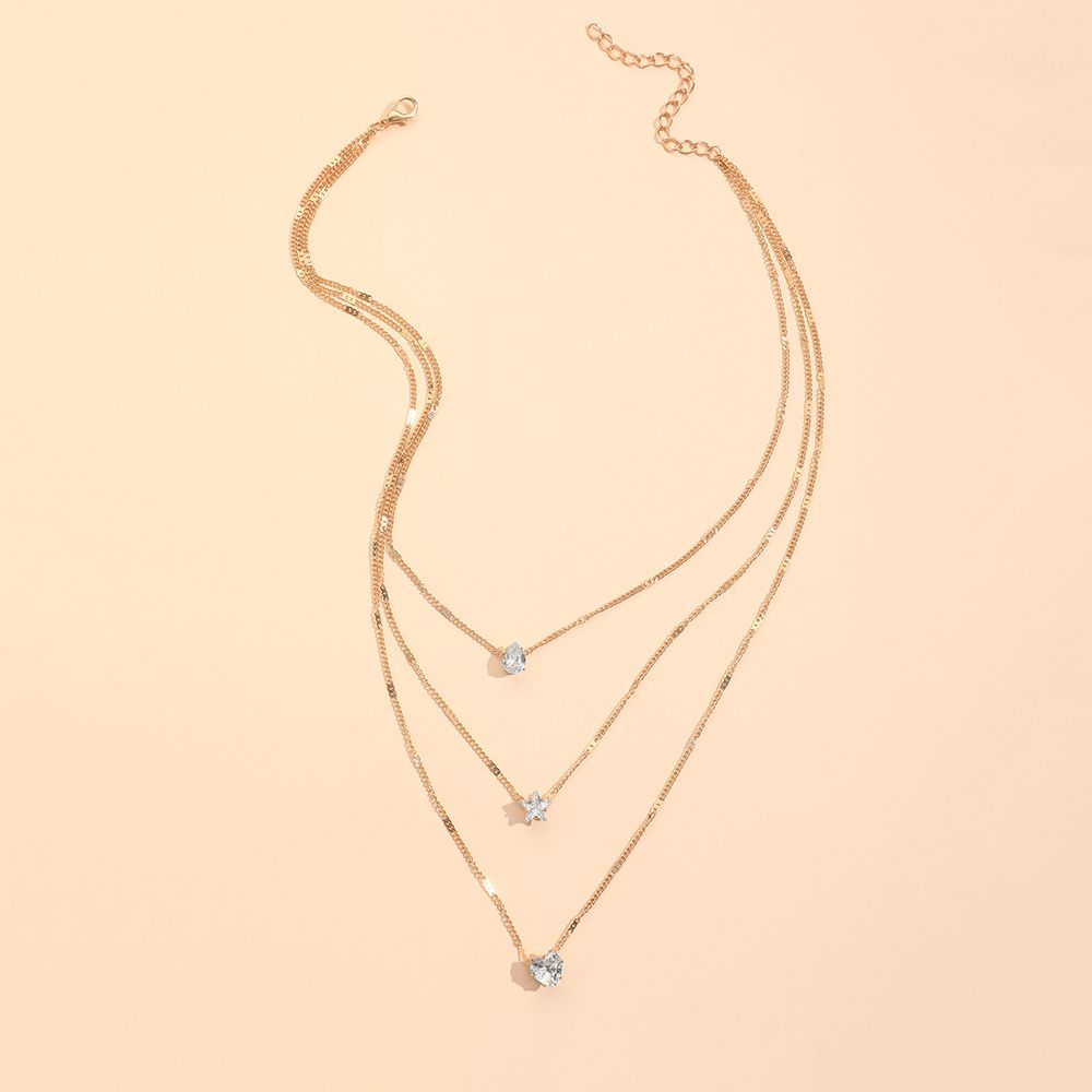 Necklace Multi-layer Star Love Water Drop Pendant