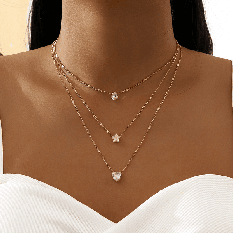 Necklace Multi-layer Star Love Water Drop Pendant