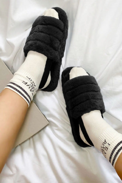 Fluffy Stripe Slippers
