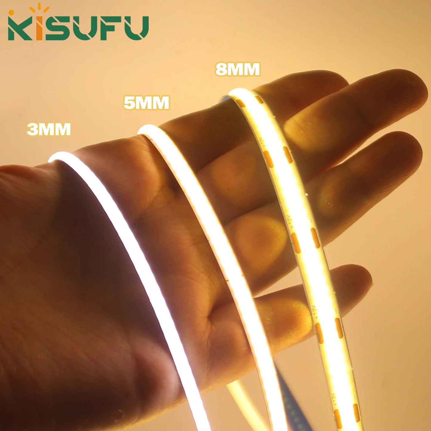 3MM 5MM 8MM COB LED Strip DC 5V/12V/24V High Density Flexible LED Strip Light with Adhesive TV Backlights Home Cabinet Lighting