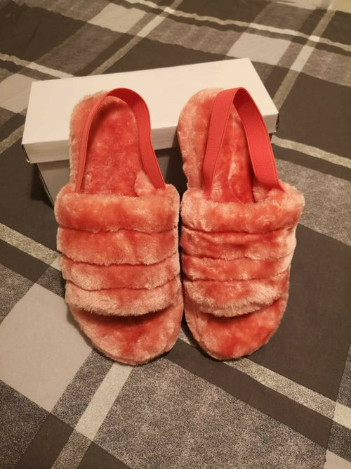 Fluffy Stripe Slippers