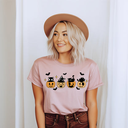 Black Cat Pumpkin Halloween Spooky Shirt
