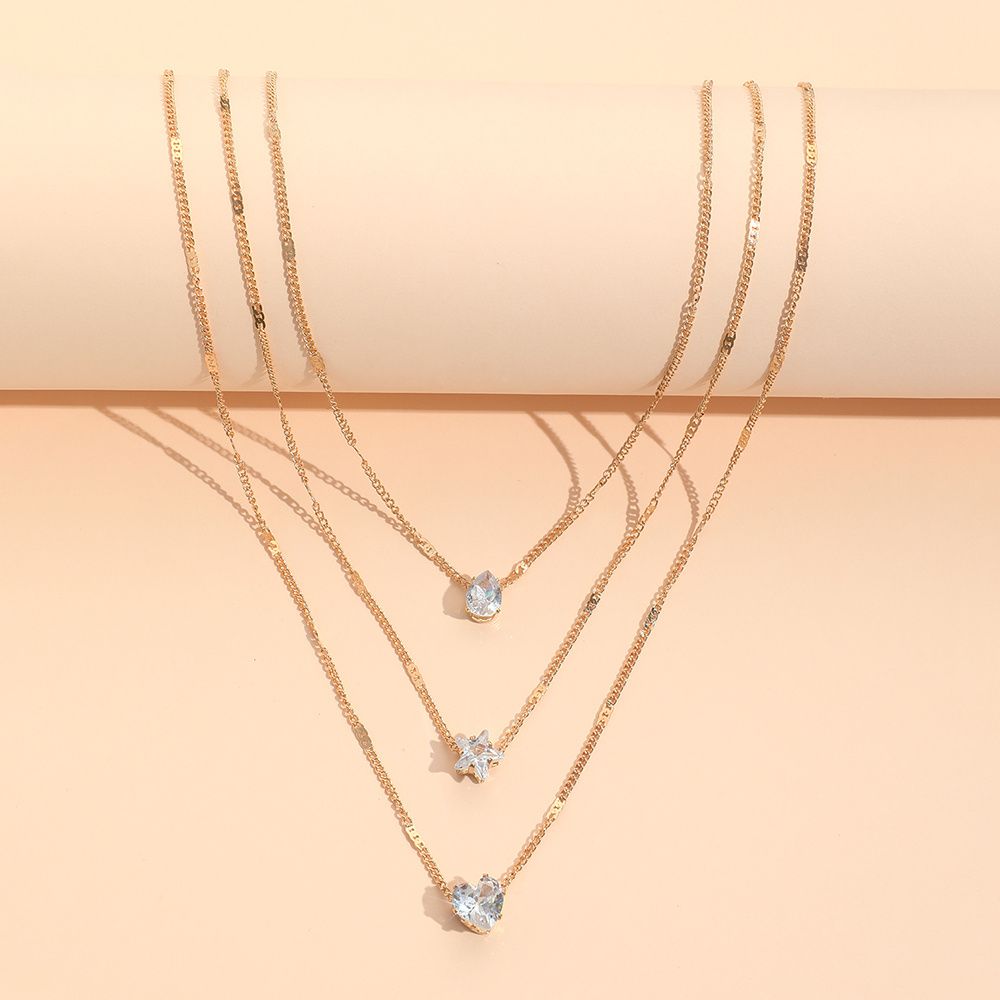 Necklace Multi-layer Star Love Water Drop Pendant