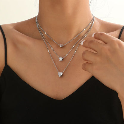 Necklace Multi-layer Star Love Water Drop Pendant