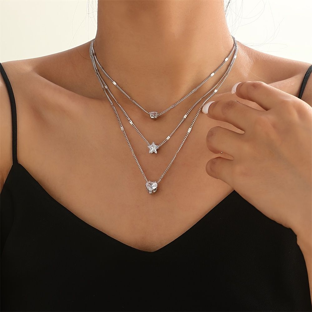Necklace Multi-layer Star Love Water Drop Pendant