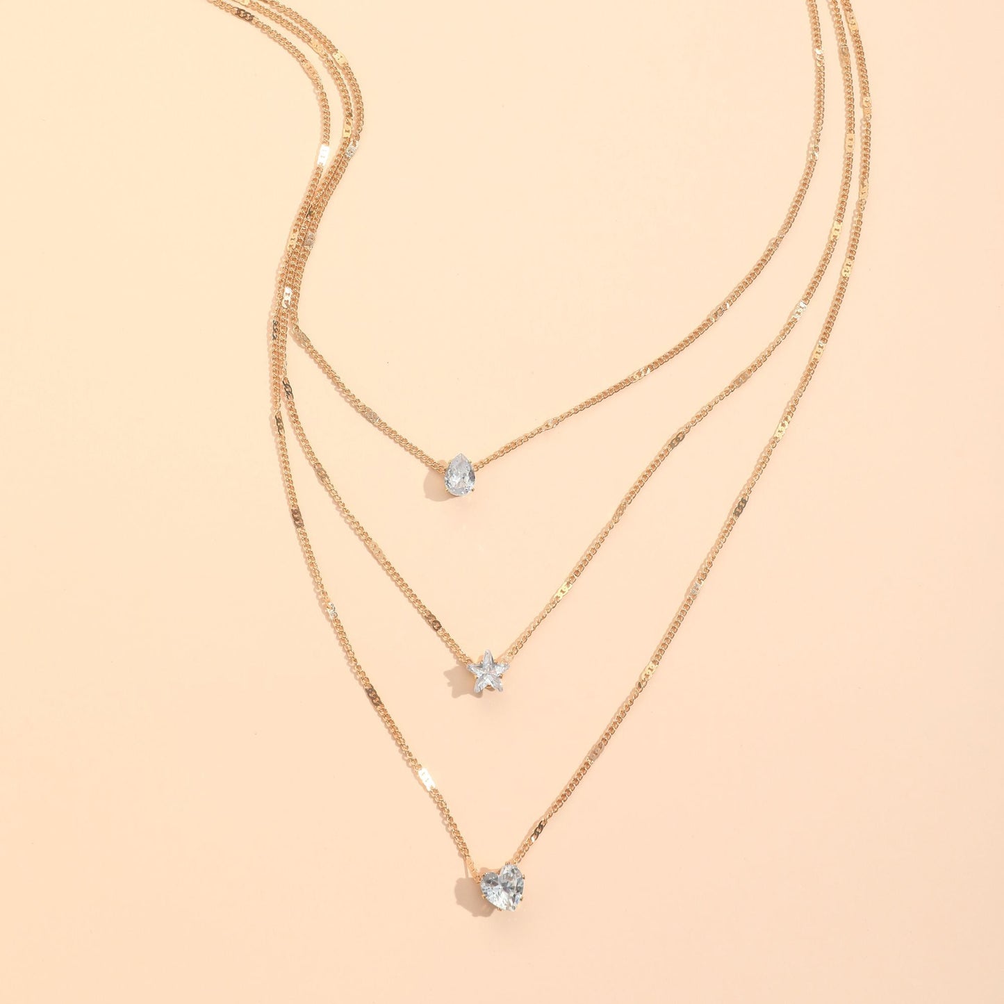 Necklace Multi-layer Star Love Water Drop Pendant
