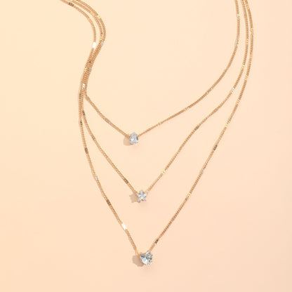 Necklace Multi-layer Star Love Water Drop Pendant
