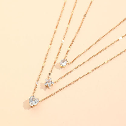 Necklace Multi-layer Star Love Water Drop Pendant