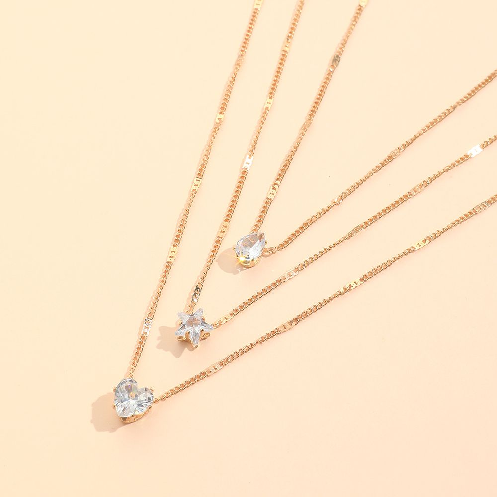 Necklace Multi-layer Star Love Water Drop Pendant