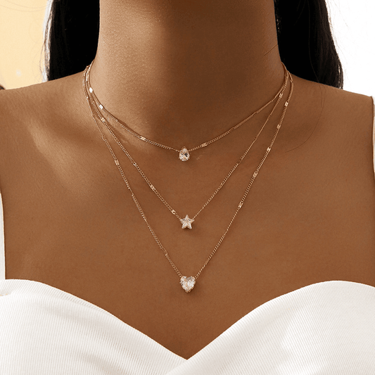 Necklace Multi-layer Star Love Water Drop Pendant