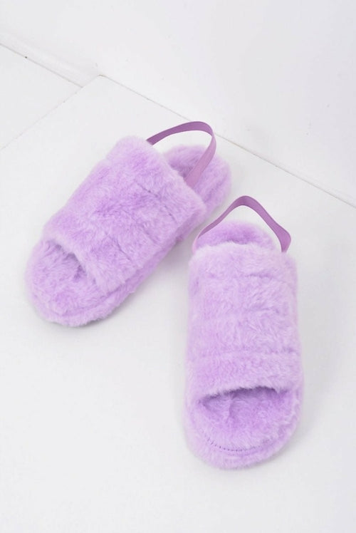 Fluffy Stripe Slippers